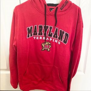 University of Maryland UMD Sweatshirt Hoodie Red Black M Medium